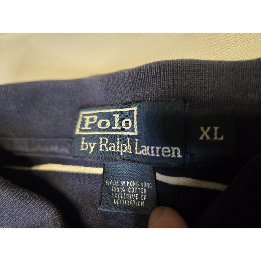 Polo Ralph Lauren Polo Shirt Mens Extra Large Navy White‎ Striped Luxe Preppy - Picture 5 of 7